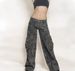 Women's Retro Camouflage Overalls - Low Waist, Multi-Pocket, Straight Leg Jeans With Leaf Print_voghion.com