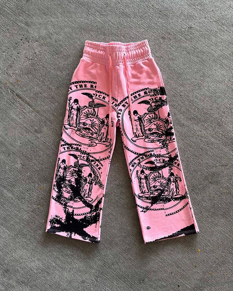 Vêtements pour hommes automne et hiver High Street Hip Hop contraste de couleurs hommes et femmes tout match tendance décontracté cordon jambe large pantalons de survêtement droits_voghion.com
