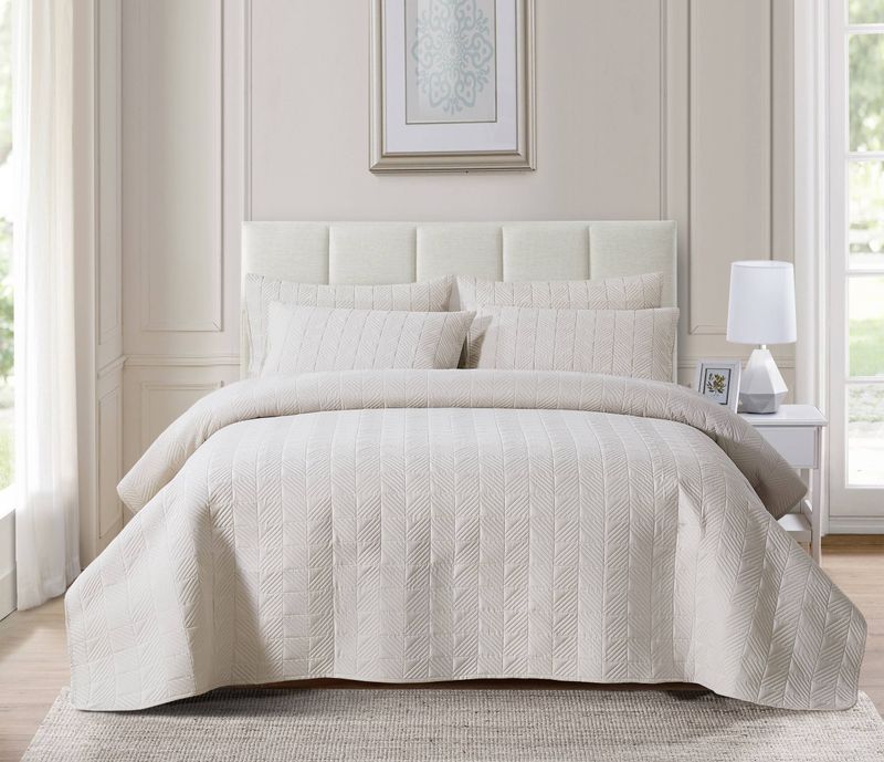 CG36 Straight Edge Square Bed Cover Set, Suitable For Bedrooms And Living Rooms (1* Bedspread +2* Pillowcase, No Duvet Core Or Pillow Core)_voghion.com