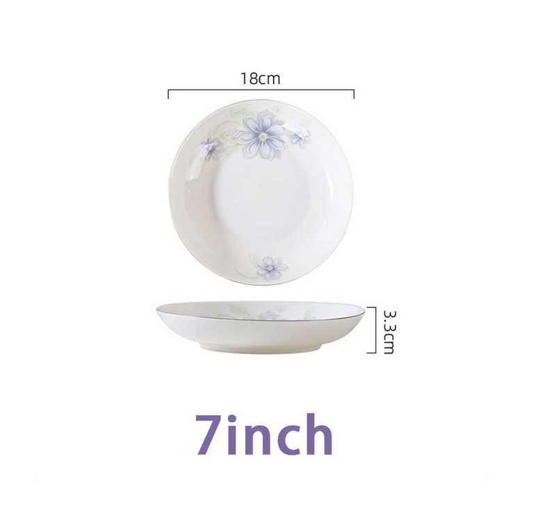 Chinesischer JIngde Zhen Keramik-Geschirrteller, elegantes Design, verdickt, hitzebeständig und spülmaschinenfest | Ideal für Familienessen, Partys und zum Verschenken_voghion.com
