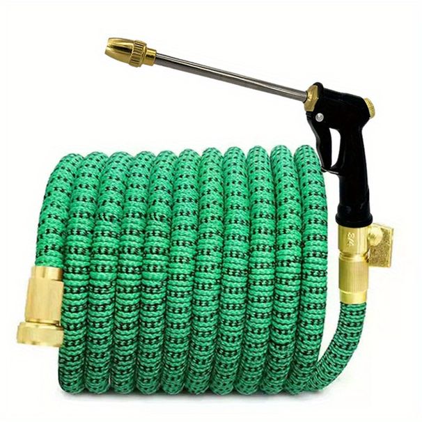 A Retractable Garden Hose Set With A High-pressure Water Gun Nozzle And US Standard 3/4-inch Connectors, Perfect For Outdoor Watering And Gardening._voghion.com