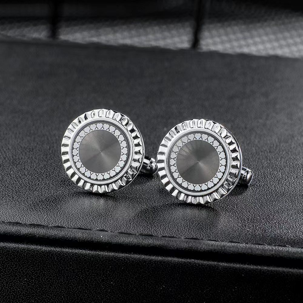 Nuovo CD rotondo in metallo con motivo semplice Gemelli in rame per uomini d'affari Gemelli per camicia francese alla moda e semplici_voghion.com