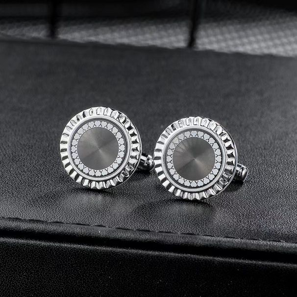 Nuovo CD rotondo in metallo con motivo semplice Gemelli in rame per uomini d'affari Gemelli per camicia francese alla moda e semplici_voghion.com
