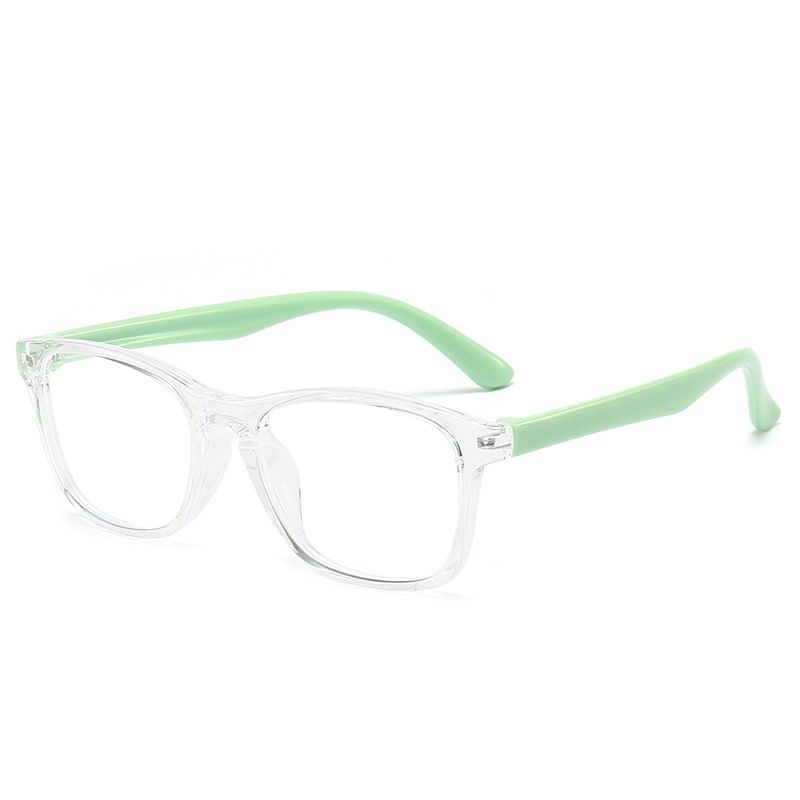 2023 New Anti Blue Children's Student Non degree Square Soft Frame Flat Light Glasses Batch Cross Mirror 0034_voghion.com