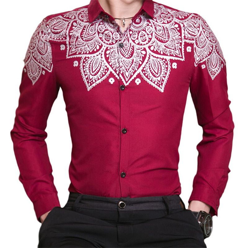 Herrenbekleidung Mode Lose Hemd Western Cowboy Langarmhemd_voghion.com