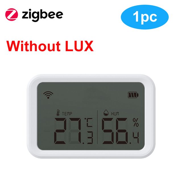 Tuya Wifi Zigbee Capteur d'humidité de température Détecteur de lumière Lux Hygromètre d'intérieur Thermomètre avec écran LCD Fonctionne avec Alexa_voghion.com