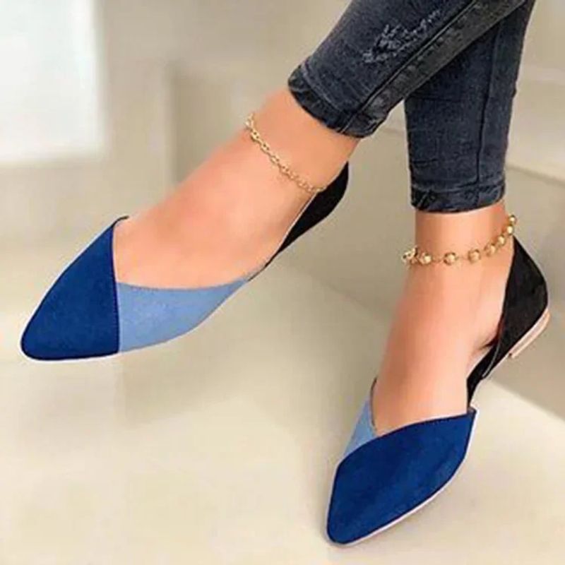 Moda damska Płaskie mieszane kolory Damskie mokasyny Pointed Toe Slip Kobiece buty biurowe Casual Sandały_voghion.com