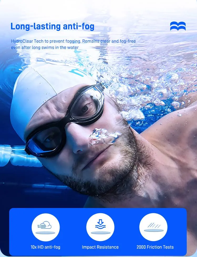 Liela rāmja Mya brilles, ūdensnecaurlaidīgas, pret miglu izturīgas, pret ultravioleto starojumu izturīgas HD caurspīdīgas lēcas peldēšanas brilles_voghion.com