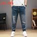 Men's Clothing Plus Size Fashion Elastic Waist Jeans Leggings Simple Loose Large Size Lace Up Pants_voghion.com