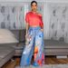 Women's Printed Flowy Palazzo Pants – Lightweight Polyester Wide-Leg Trousers With Elastic Waist, Bohemian & Street Style For Europe & US Market_voghion.com