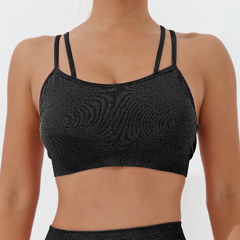 lulu nude sports underwear women's training fitness vest shockproof gathered yoga bra cross beautiful back wear_voghion.com
