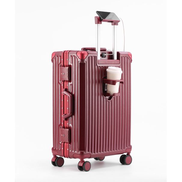 Valise robuste avec cadre en aluminium ABS et PC, serrure TSA et roulettes pivotantes à 360° – Bagage cabine 20 po, bagage en soute 24 po et 26 po (noir/blanc/argenté/bordeaux)_voghion.com