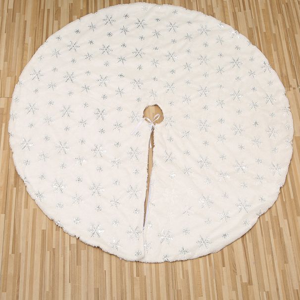 Jupe de sapin de Noël flocon de neige argentée de 120 cm – Décoration de Noël élégante pour un sapin festif._voghion.com