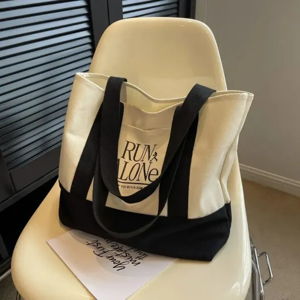 Große, robuste Schultertasche aus Canvas mit Patchwork-Design für Damen und Mädchen (250707)_voghion.com