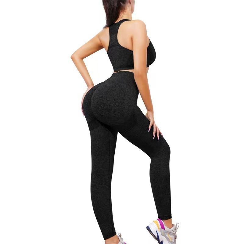 Cross-Border Sports Peach Butt Tank Top Bra Long Pants Two-Piece Set High Waist Elastic Breathable Butt-Lifting Fitness_voghion.com