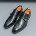 Cross-Border Business Double Buckle Monk Men's Large Size Pointed Formal European And American Office Brogue Leather_voghion.com
