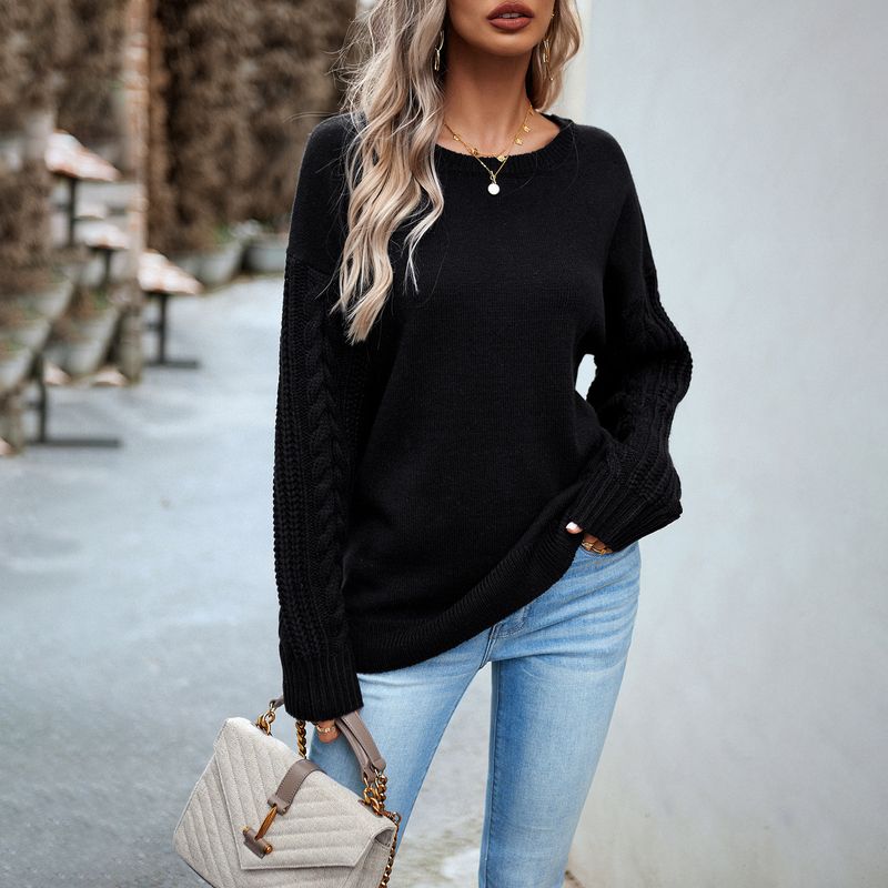 Women's clothing round neck sweater women's women's long-sleeved sweater top_voghion.com