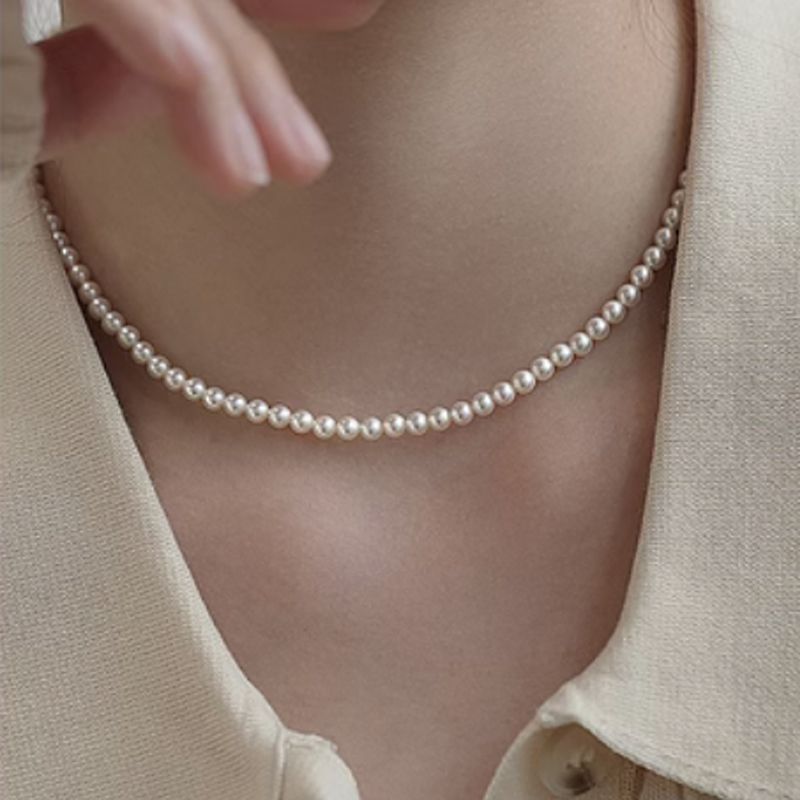 Collana girocollo con ciondolo singolo in argento sterling 925, per donna, con perle d'acqua dolce, nuova catena per clavicola_voghion.com