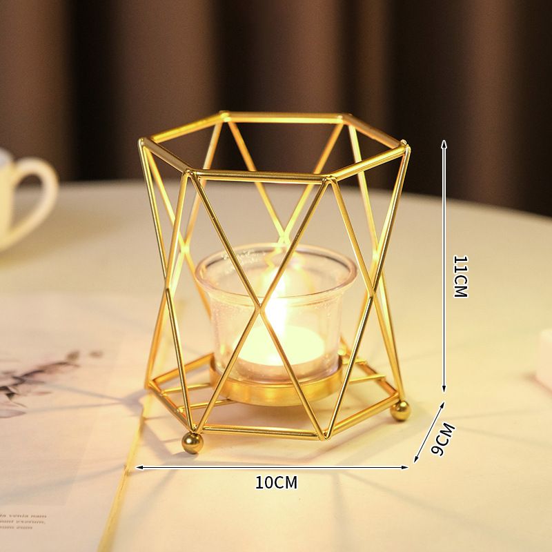 Elegantes Kerzenhalter-Set aus Eisen, Kerzenständer im Vintage-Tassenstil für die Inneneinrichtung, Tafelaufsatz für den Esstisch in Gold und Schwarz (klein/groß)_voghion.com