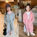 Kapuzenpullover-Set für Mädchen – Gemütliche Baumwolljacke und Jogginghose für verspielte Kinder (3–8 Jahre, Rosa und Grau)_voghion.com