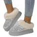 Ankle Snow gly botas slides mulheres Inverno 2024 Nova Moda Brilhante Pele Curta Pelúcia Chinelos Quentes frete grátis_voghion.com