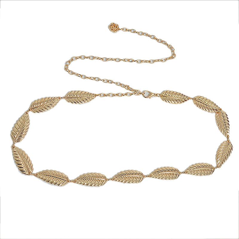 Cinturón de hojas, vestido dorado, cadena de cintura de metal decorativa para mujer, accesorios de vestir finos_voghion.com