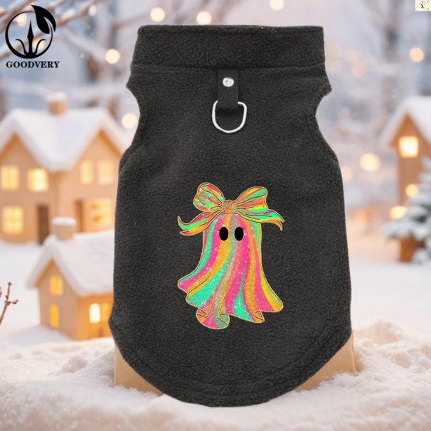 GOODVERY Halloween Style Mistery Pattern Print Pet Clothes Inverno Morbido Pile Pet Dog Clothes Puppy Clothing French Bulldog Coat Pug Costumes_voghion.com