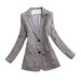 Blazer alla moda a due bottoni per donna - Giacca casual slim fit con scollo a V, colore grigio/cachi (taglie dalla M alla XXXL)_voghion.com