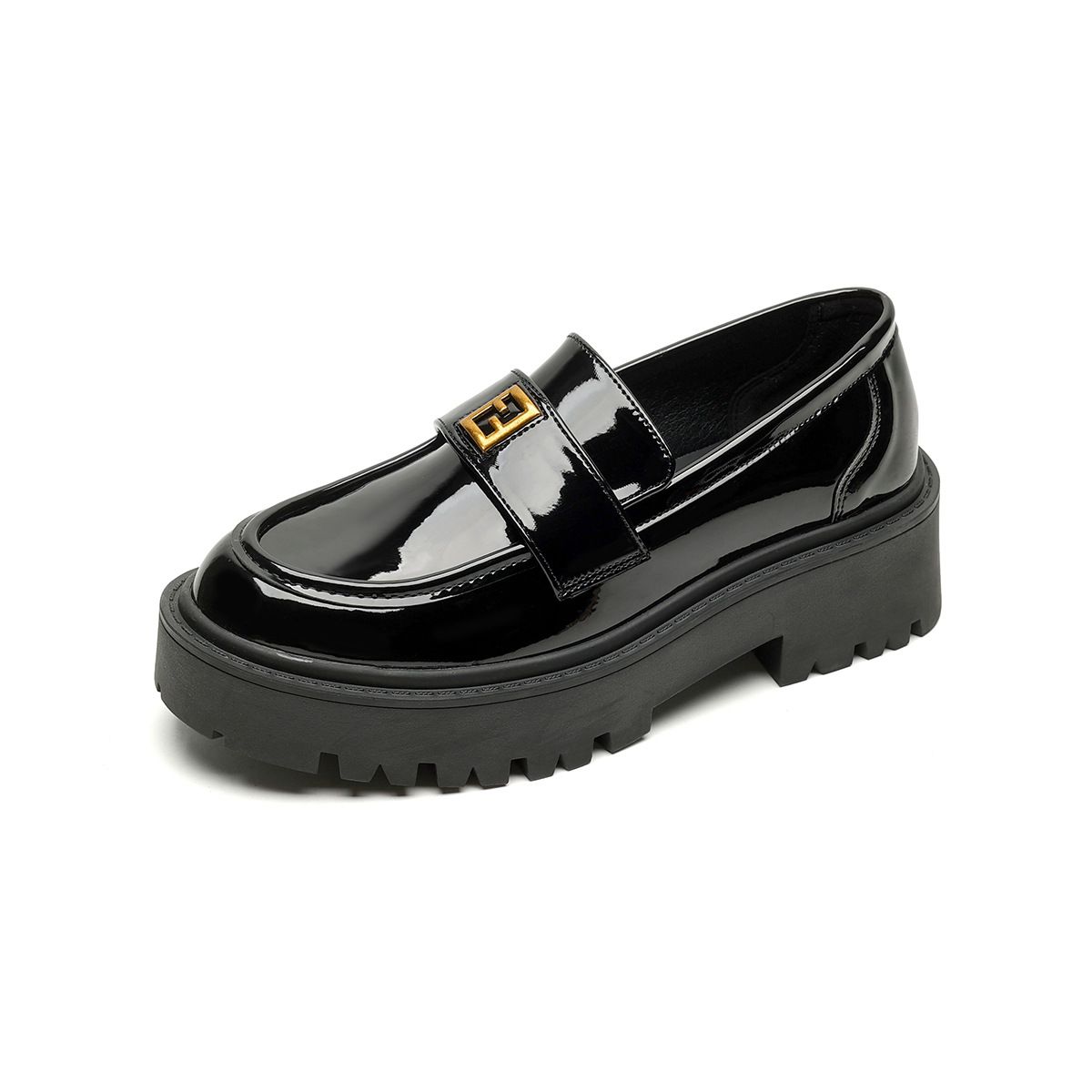 Plateau-Loafer für Damen, Retro, neue Einzelschuhe, kleine Lederschuhe im britischen Stil für Damen_voghion.com