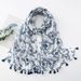 Unisex Cotton and linen thin silk scarf Women's scarf print cape Blue leaf sun fringe beach cape_voghion.com