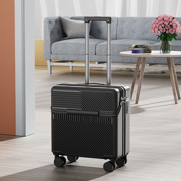 Halboffener Deckel, horizontaler Bordkoffer mit hohem Profil, 18 Zoll leiser Reisegepäck-Trolley mit Universalrädern_voghion.com