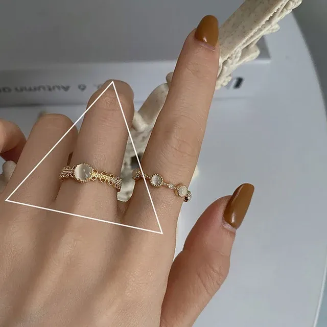 Pronto Stock Regolabile Rame Per Le Donne Regali Di Nozze Gioielli Pizzo Fiore Apertura Anello Opale_voghion.com