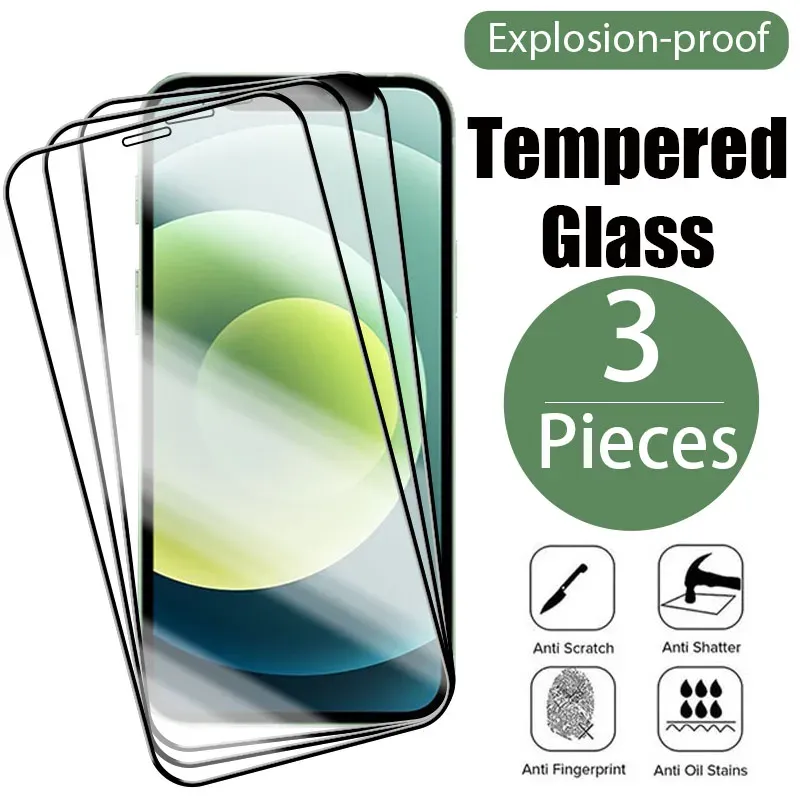 3PCS Tempered Glass For iPhone 15 14 13 12 11 Pro Max 12Mini 13Mini 15Plus X XS XR XSMAX Screen Protector For iPhone7 8 6s Plus SE 2020  Glasss_voghion.com