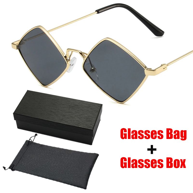 Fashion Vintage Punk Rhombus Sunglasses Women 2024 Brand Sun Glasses Ladies Retro Metal Frame Shades Fashion Irregular Eyewear_voghion.com