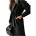 Elegante abrigo largo de lana para mujer: gabardina de talla grande con cinturón, ideal para oficina, otoño e invierno._voghion.com