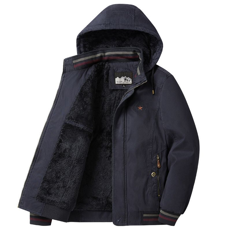 Herren-Baumwolljacke mit Sherpa-Futter – Locker sitzender Wintermantel aus Fleece mit abnehmbarer Kapuze, beidseitig tragbar (M-6XL, Armeegrün/Khaki/Marineblau/Beige)_voghion.com