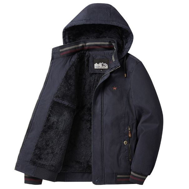 Herren-Baumwolljacke mit Sherpa-Futter – Locker sitzender Wintermantel aus Fleece mit abnehmbarer Kapuze, beidseitig tragbar (M-6XL, Armeegrün/Khaki/Marineblau/Beige)_voghion.com