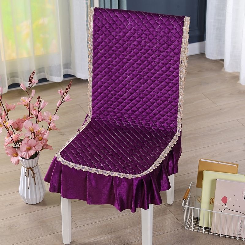 Simple Fabric Solid Color One-Piece Cushion Stool Non-Slip Thickened Dining Chair Cover European Style Dormitory College_voghion.com
