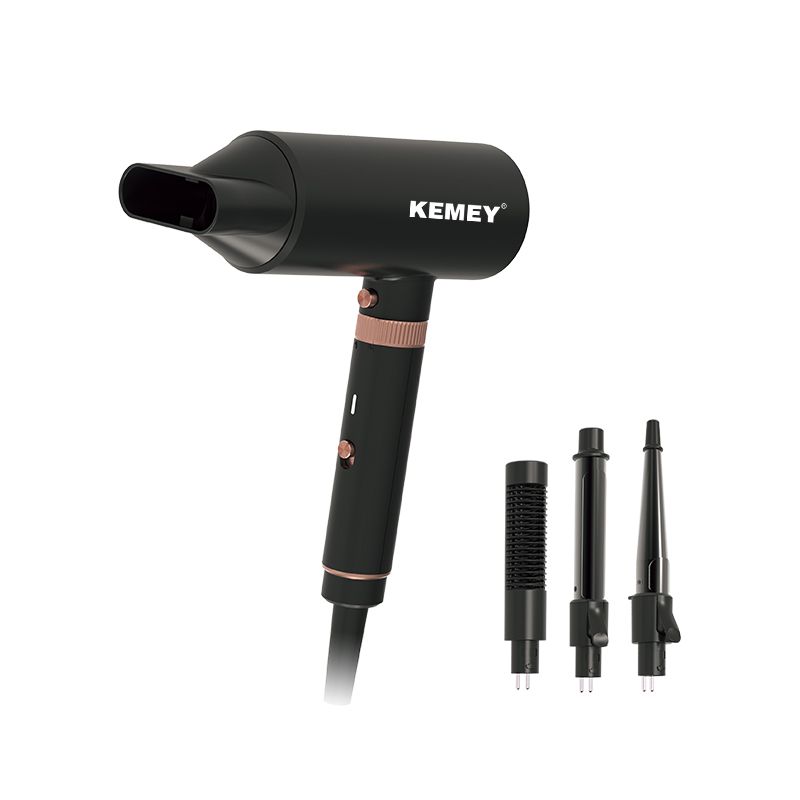 Kemey KM-9203 Curly And Straight Set Professional Electric Led Heating Tube 4 In 1 Hair Dryer Comb_voghion.com