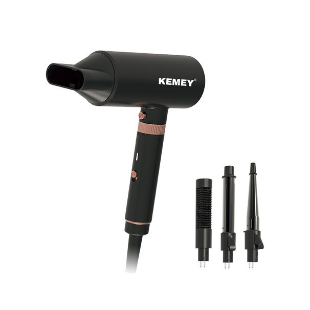 Kemey KM-9203 Curly And Straight Set Professional Electric Led Heating Tube 4 In 1 Hair Dryer Comb_voghion.com