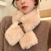 Ins Korean Scarf For Women Winter New Sweet Cool Style Leather Buckle Light Luxury High-end Cross Fluffy Collar Neck_voghion.com