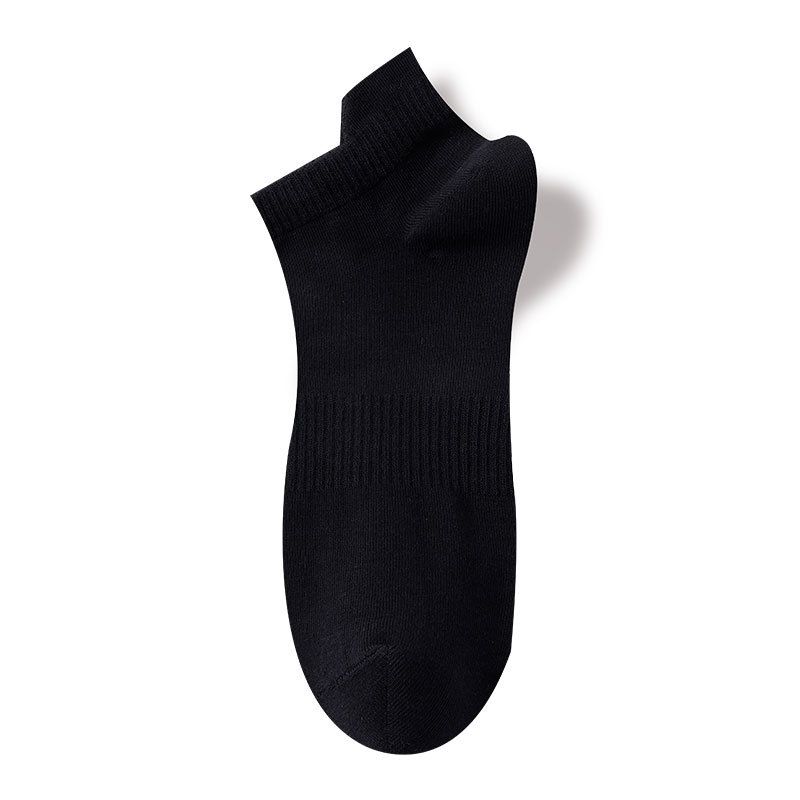 2025e Bai Mian Spring Summer Pure Boat Solid Color Ear Lift Breathable Cotton Sports Men Short Tube Men's Socks_voghion.com