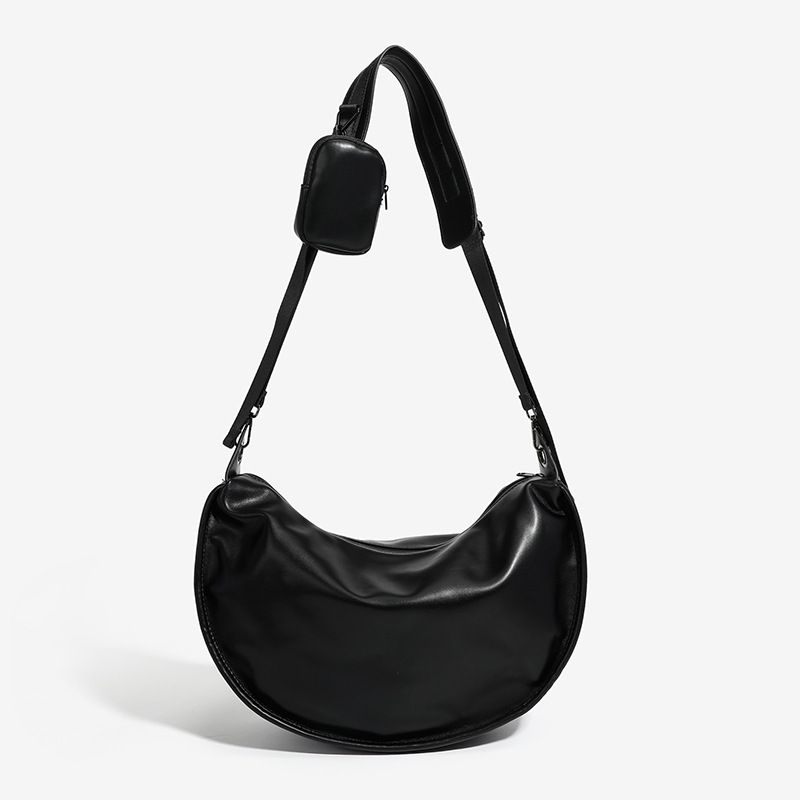 Borsa a tracolla singola con borsa postale semplice di grande capacità, zaino in morbida pelle tinta unita, unisex street_voghion.com