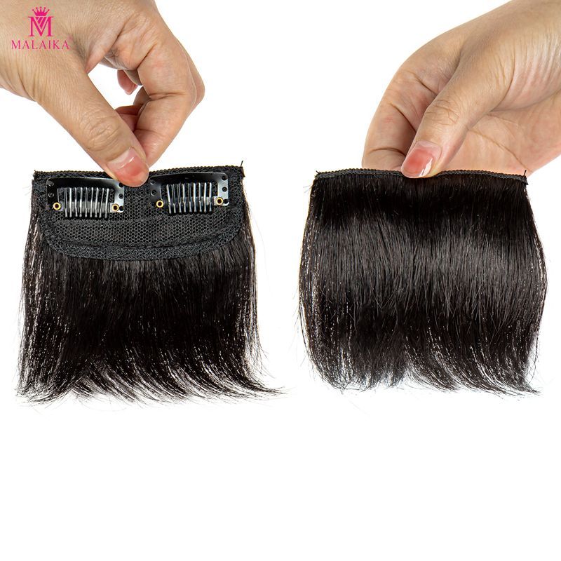Extensiones de cabello corto con flequillo de cabello humano, mini piezas de cabello con clip para agregar plenitud al cabello para mujeres y hombres, negro_voghion.com