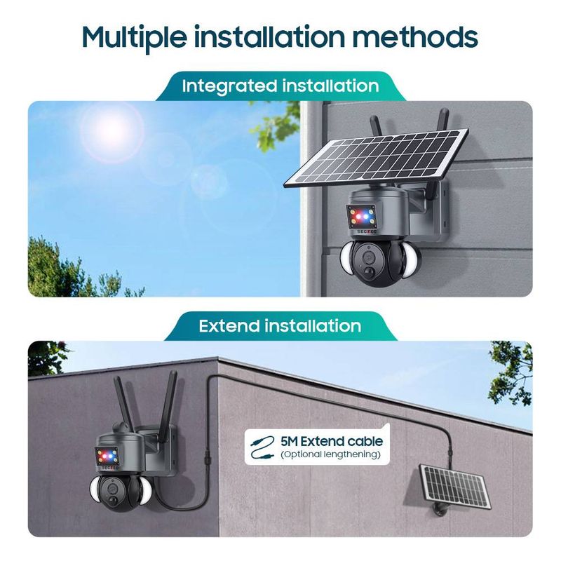 Red And Blue Alarm Solar Camera Outdoor Card 4G Low Power Consumption Surveillance Camera 4 Million Pixels_voghion.com