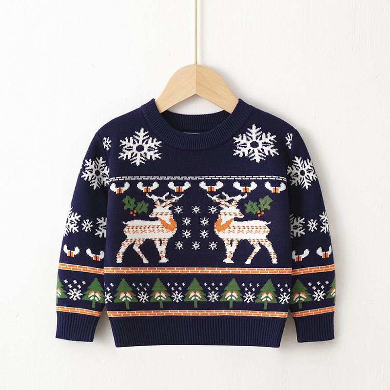 2024 Christmas Sweaters Autumn Winter Kids Warm Pullover Baby Cartoon Knitted Sweaters Children Clothes Boy Girl Xmas Ju_voghion.com