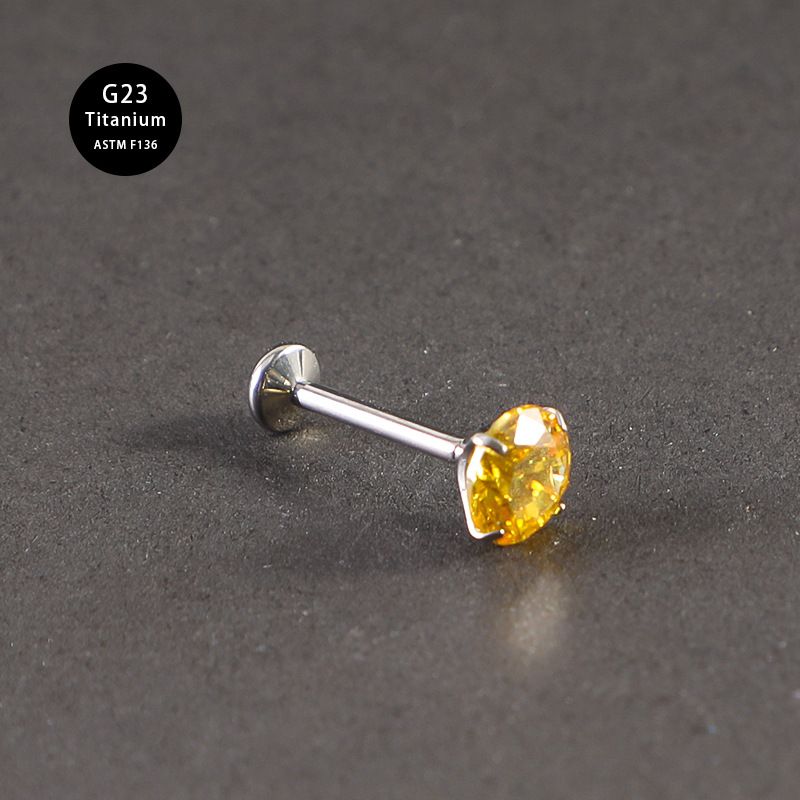 G23 Titanium Steel 16G Internal Teeth Lip Stud Round Zircon F136Titanium Fashion Earrings Body Piercing Jewelry Wholesale_voghion.com