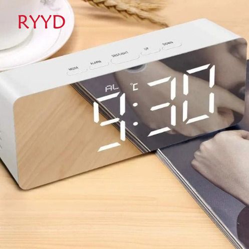 RYYD Projection Alarm - Temperature Sensing｜Large Mirror Display Clock_voghion.com