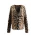 New Versatile American Style Leopard Print V-Neck Knitted Cardigan Hot Girl Sweater Coat Soft Fuzzy 4146_voghion.com