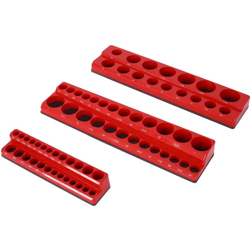 3 Piece SAE Magnetic Socket Organizers Socket Organizers For Toolboxes Socket Organizer Magnetic Socket Holder Black Tool Box O_voghion.com